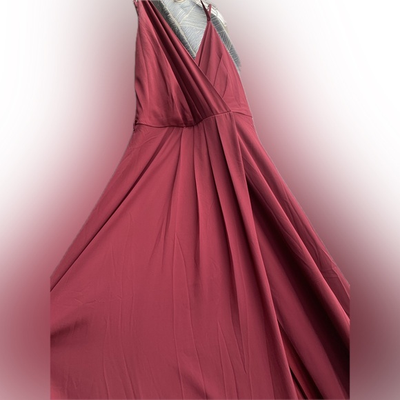Windsor long surplice maroon burgandy formal prom maxi dress sheer overlay small - Picture 4 of 6